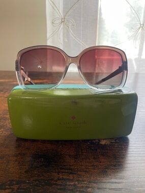 kate spade Transparent Frame Sunglasses with Pink Gradient Lenses